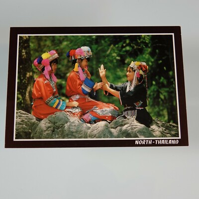 North Thailand Thai Mountain Folks Playing Vintage Postcard