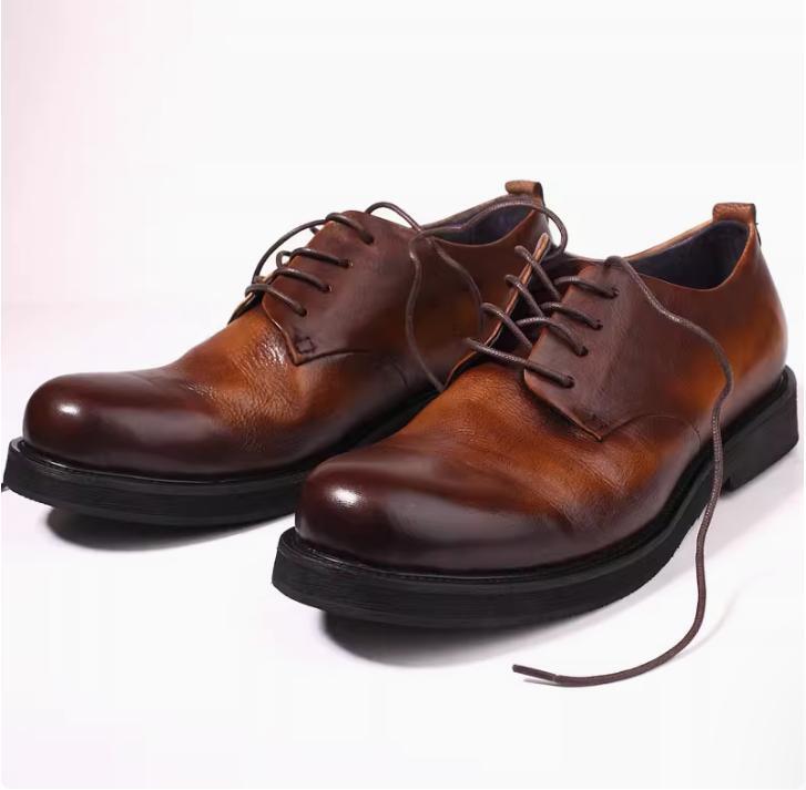 SAOLA Scarpe uomo vera pelle retrò intagliate punta tonda stile britannico stringate moda chic