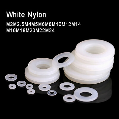 #ad #ad M2M2.5M3M4M5M6M8M10M12M14M16M18M20M22M24 Nylon Metric Plastic Flat Washers White $53.18