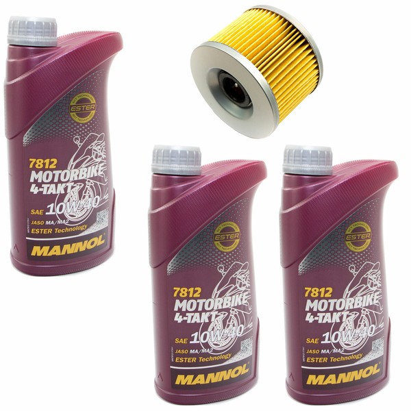MotoröL Set ÖLfilter MF401 10W40 3 Liter FüR Honda CB Kawasaki GPZ Yamaha FZR-image