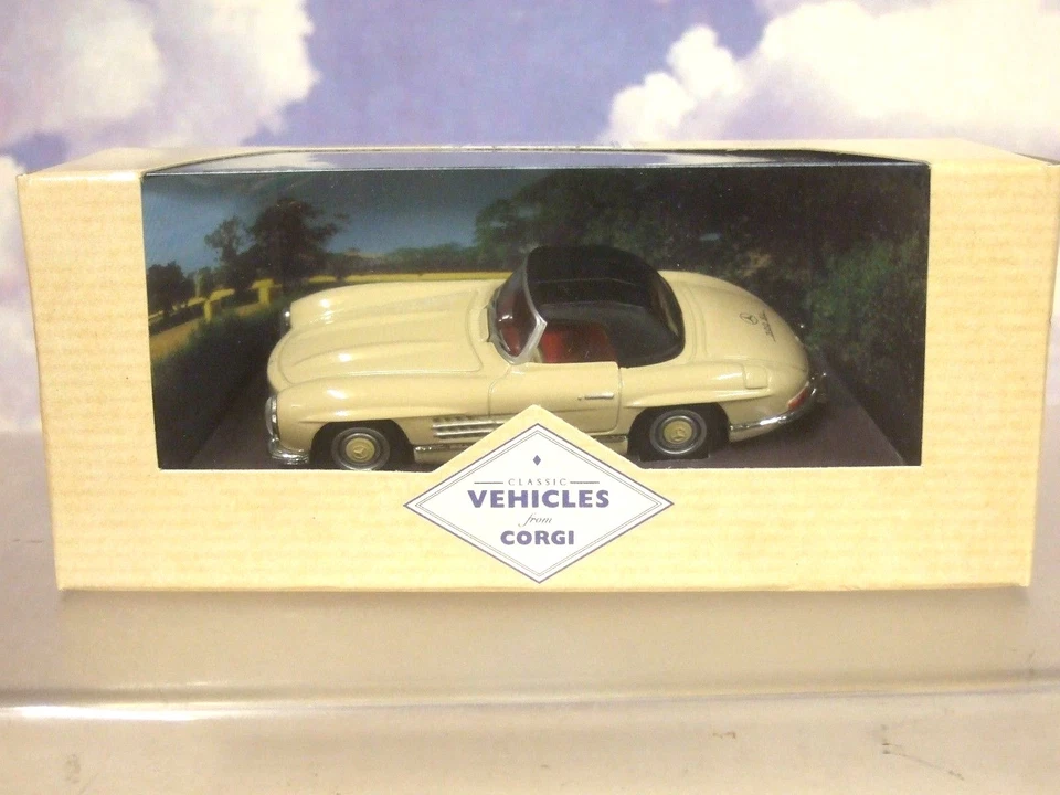 SUPERB 1/43 CORGI CLASSICS DIECAST MERCEDES 300SL SOFT TOP IN CREAM 96415 - Image 3 of 3