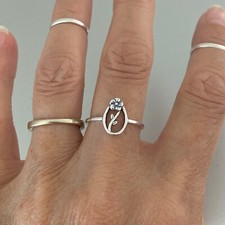 Sterling Silver Single Flower Ring, Dainty Ring, Silver Rings, Floral Ring