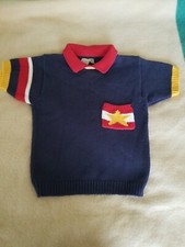 Vtg knitted top petites J G Hook sz ps 100 cotton navy blue short sleeves star