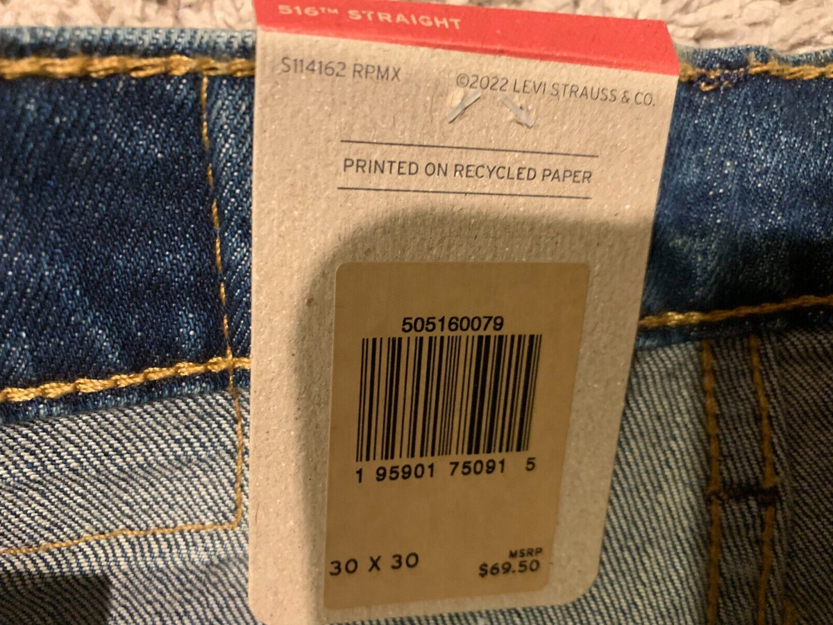 gruppe specifikation partiskhed Levi&#039;s 516 Straight Fit Jeans WStretch Men&#039;s 30X30 NWT RT$69.50  0079 J4 | eBay
