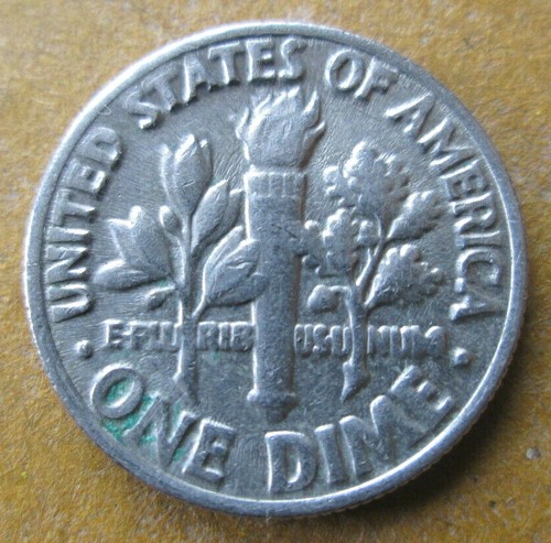 1984-P ROOSEVELT, OBVERSE INTERIOR DIE BREAK (IDB) ERROR @ MINT MARK, VF, CIRC. - Picture 2 of 2