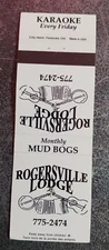 vtg MATCHBOOK MATCHCOVER Rogersville Lodge Monthly Mud Bogs