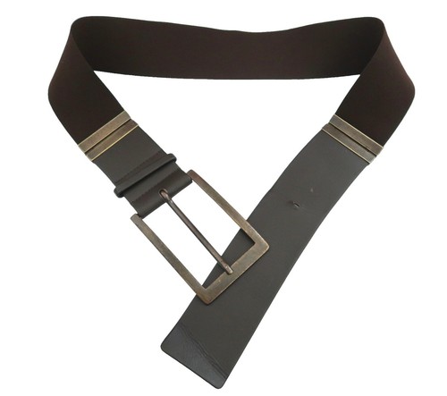 SUZI ROHER Black quilted leather belt w chain back L | eBay