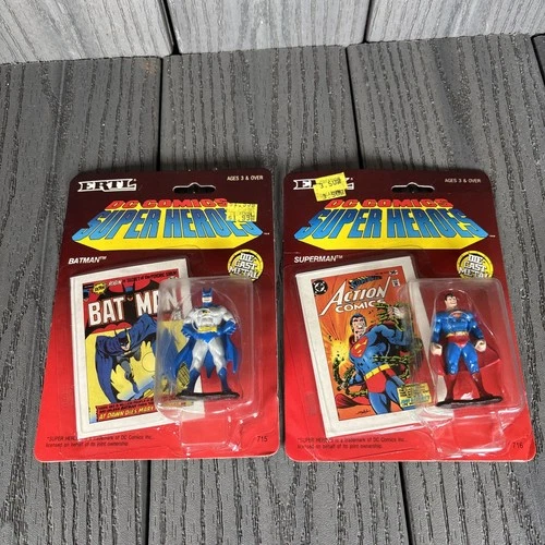 Vintage 1990 DC Comics Super Heroes Superman & Batman Die-Cast Metal Figure