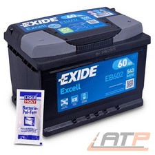 EXIDE AUTOBATTERIE 12V 60Ah STARTERBATTERIE 520A EB602 EXCELL+BATTERIE POL FETT