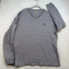 Polo Ralph Lauren V Neck T Shirt Mens Large Gray Pony Logo Classic Fit Tee