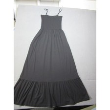 Pact Maxi Dress Womens Large Black Smocked Tiered Organic Cotton Blend