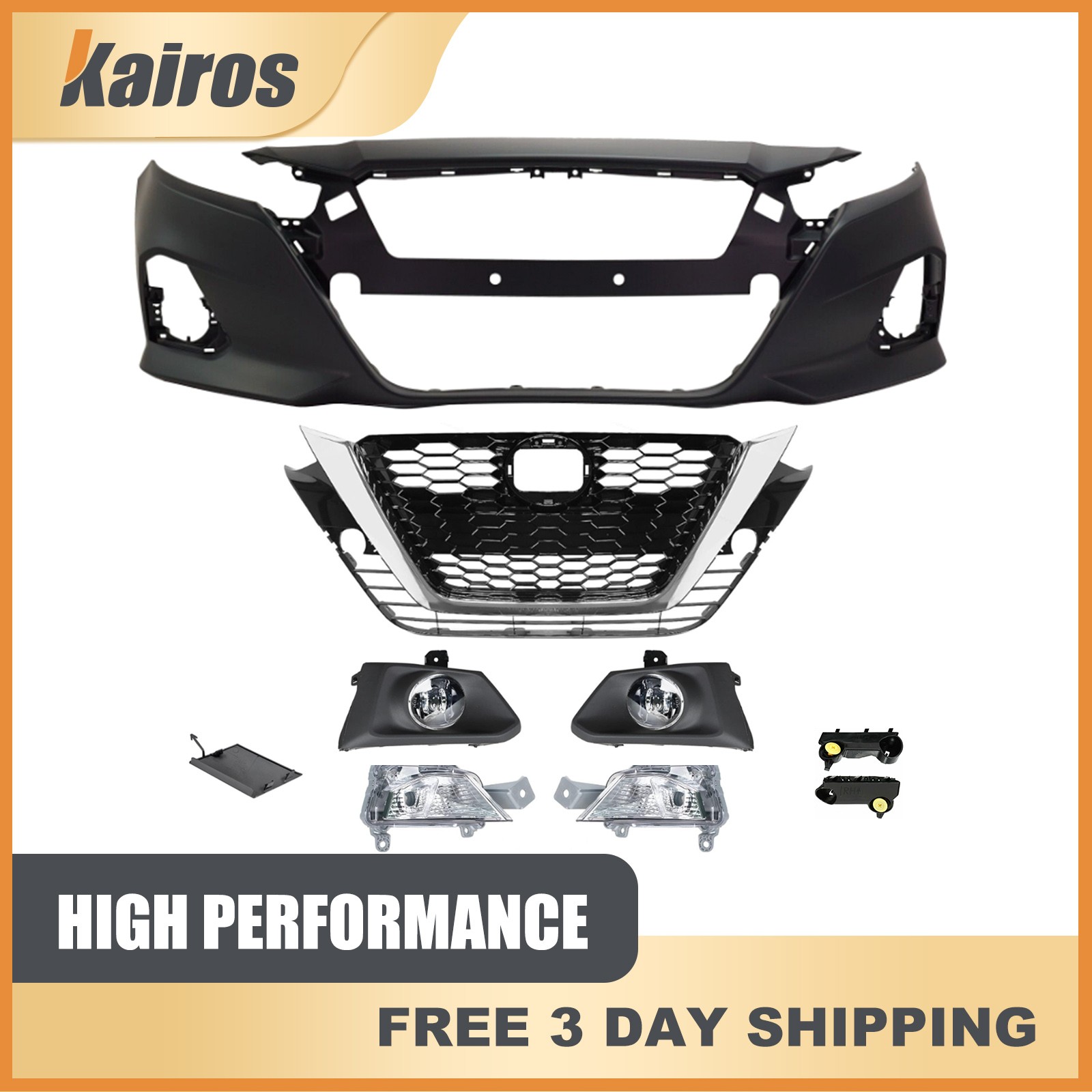 For 2019 2020 2021 2022 Nissan Altima New Front Bumper Cover Grill Fog Light Kit