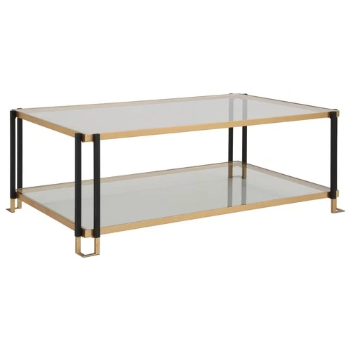 Uttermost 24846 Kentmore 48"W Glass Top Iron Coffee Table - Gold - Picture 3 of 5