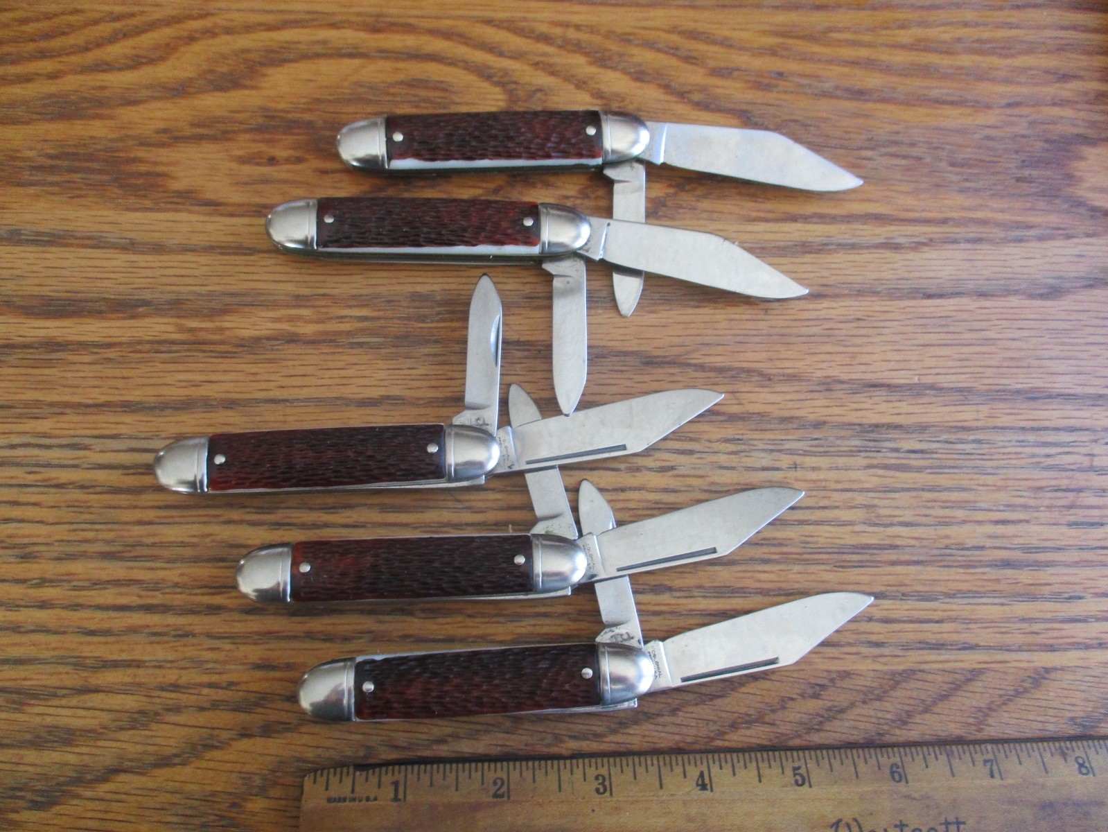 5 New Old Stock 2 Blade Pocket Knifes Colonial Knife USA Brown