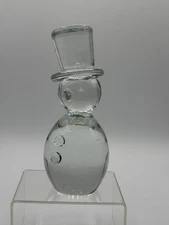 Blenko Glass Crystal Snowman - Catalog #76A Paperweight