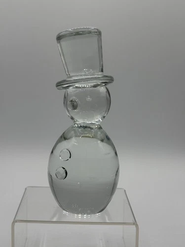 Blenko Glass Crystal Snowman - Catalog #76A Paperweight