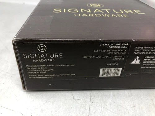 Signature HardWare GreyField Towel Ring-Brushed Gold Wall Mounted-SHGFTRBG - Picture 3 of 5