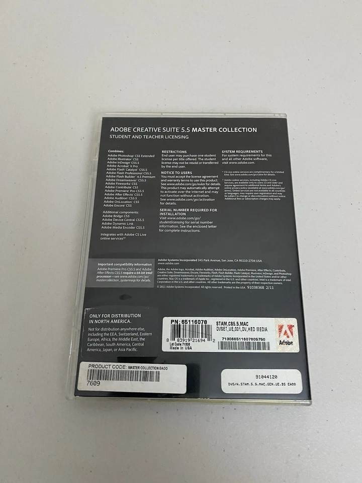 Adobe Creative Suite 5.5 Master Collection Mac Os Student & Teacher Licensing - Image 2 of 4