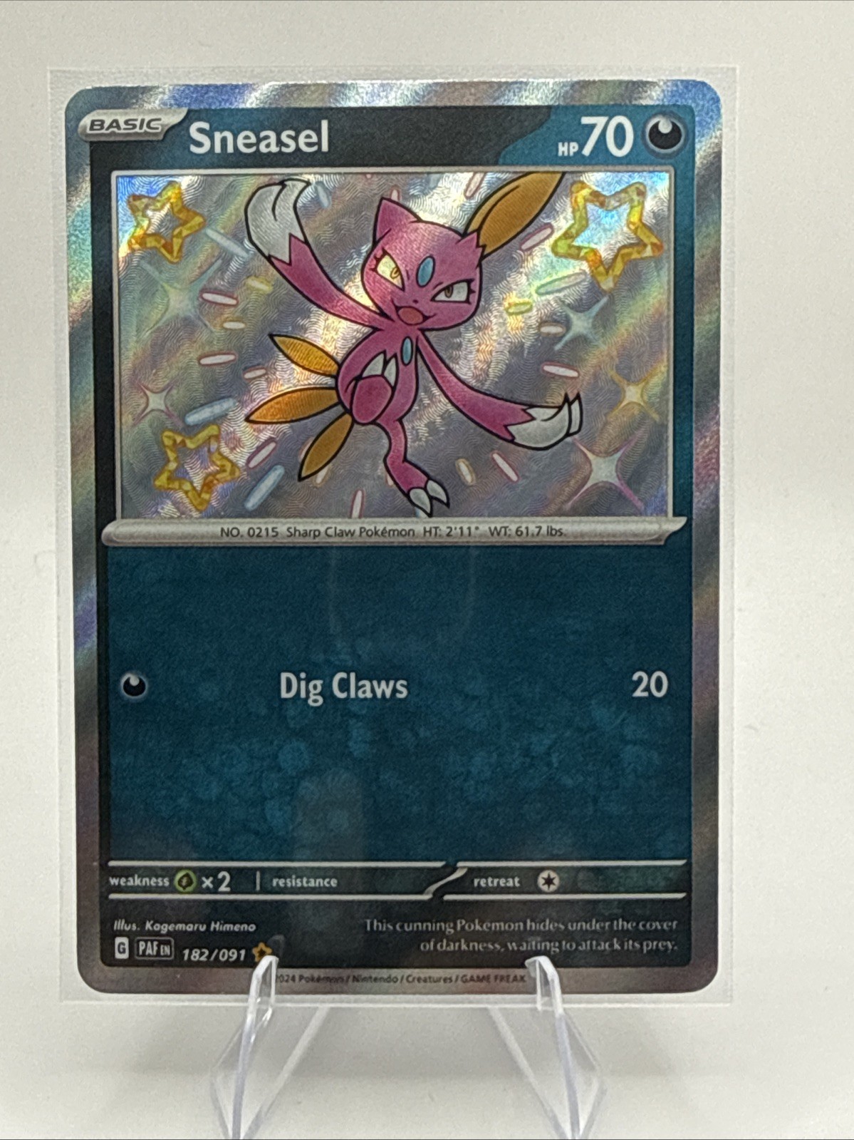 Pokemon TCG Sneasel Shiny Rare 182/091 Paldean Fates