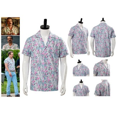 Jim Hopper Shirt Cosplay Costume Hawaiian T-Shirt Hawaiian Beach Party Tops Mens
