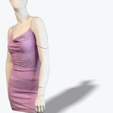 Alice + Olivia Mini Dress Cowl Neck Orchid Purple Sequin Red Carpet Y2K Sz 0 NEW