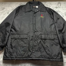 Vintage Anheuser Busch A & Eagle Chore Jacket Mens XL Black Michelob Snap Front