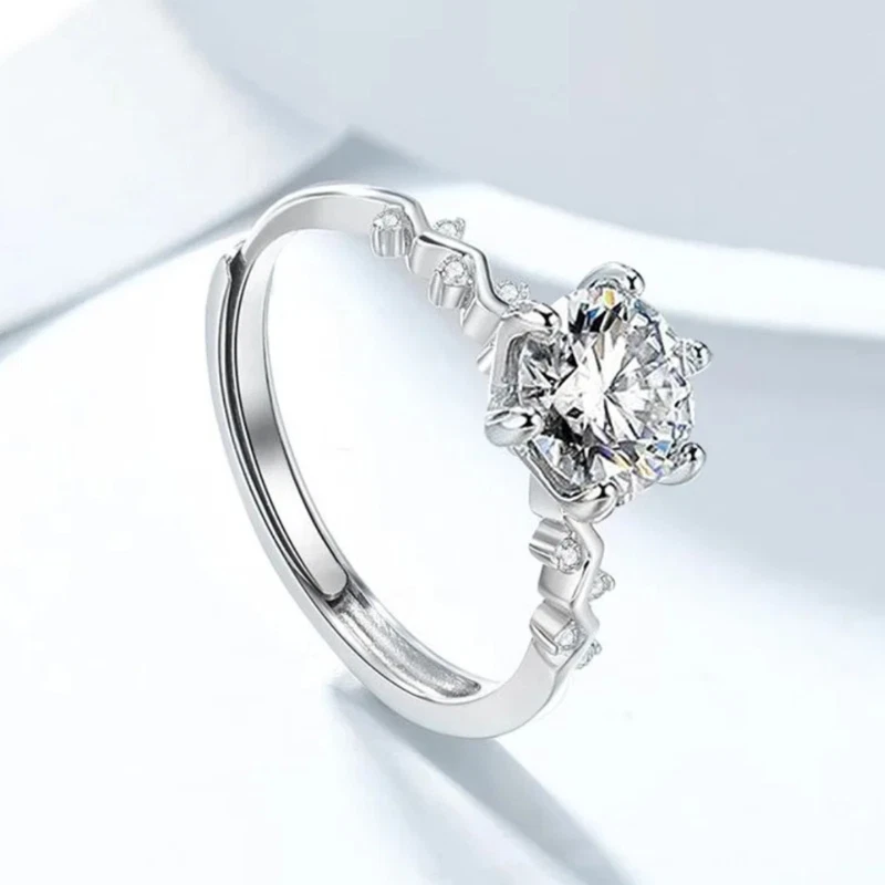 Verlobungsring Silber 925 plattiert Damen Ring Stein Zirkonia 1ct verstellbar - Bild 4 von 4