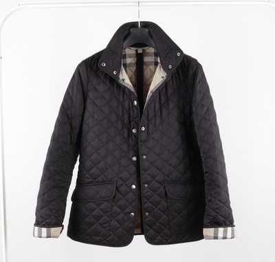 Women's Burberry Brit Size S Black Polyester Quilted Jacket Nova Check