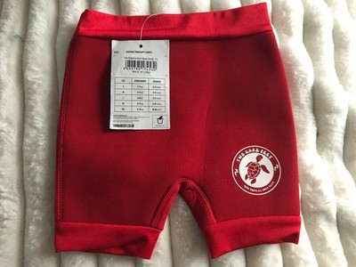 Zwei wiederverwendbare Schwimmwindeln für nackte Füße ROT Badeshorts Neoprenwindeln 12/18 Monate