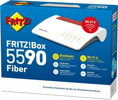 AVM Fritz Box 5590 Fiber High-End Glasfaser Router Wi-Fi 6 AX DECT Mesh Router