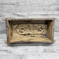 SNB Brick or Butter Mold Initials Primitive LG Carved Wood Wooden Farmhouse