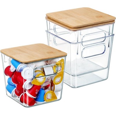 K Cup Organizer Large Capacity Coffee Pod Holder Clear Bins Lids 3 PCS