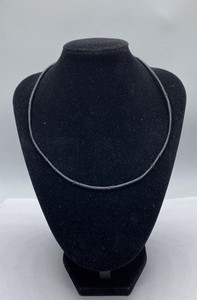 14k White Gold Black Leather Cord Necklace 2.3g