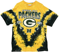 VTG Green Bay Packers Shirt Adult XL Yellow Green Tie Dye NFL Football Y2K 3444