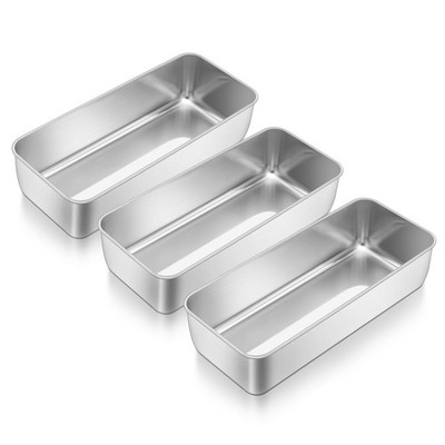 TeamFar Loaf Pan, 12 x 5 Inch Stainless Steel Loaf Pans for Baking Bread, 3 Pack