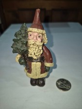 Holiday Santa Figurine 4  Resin Santa with Christmas Tree F3