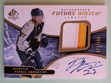 2008-09 SP Authentic. Future Watch. Patric Hornqvist auto patch. # 77/100 !!