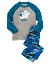 NWT GYMBOREE BLUE CAMO SNOWMAN BUDS PAJAMAS PJS GYMMIES 12-18 MO