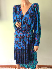 John Lewis AND OR 12 Blue Contrast Floral Frilly Wrap Dress