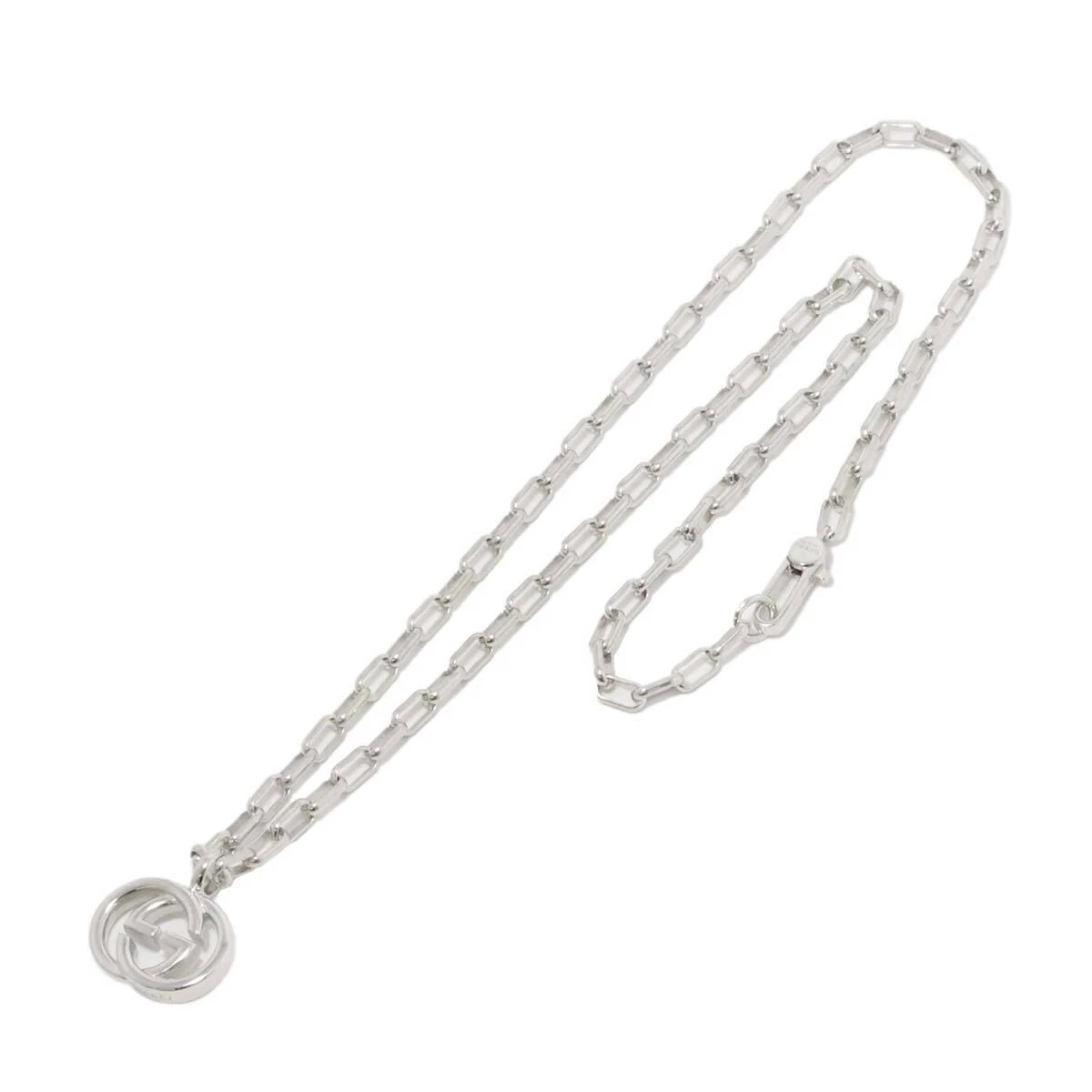Gucci Collier imbriqué 50 cm SV argent 925 breloque pendentif bijou accessoire