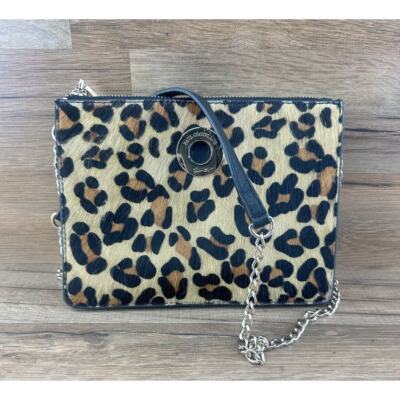 Paul Costelloe Leopard/Leather Handbag Purse With Gold Chain  display picture 2