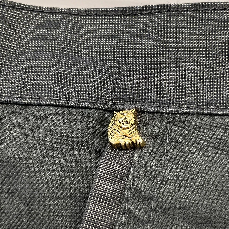 Just Cavalli Men's Sz 54 (Waist 37") Tiger Riveted Black Flare Bell Bottom Pants - Image 3 of 4