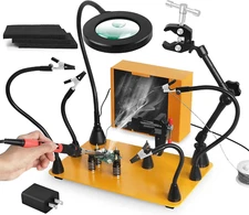 Magnetic Helping Hands Soldering Third Hand with 3X & 6X LED Magnifying Lamp, Ho