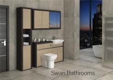 HACIENDA / CASHMERE GLOSS BATHROOM FITTED FURNITURE WITH WALL UNITS 1800MM