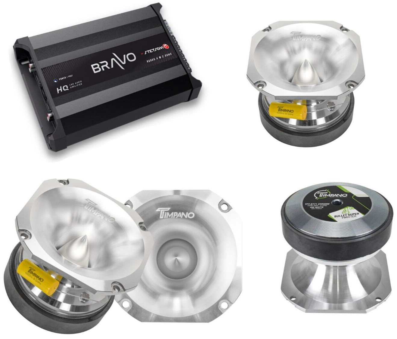 Автомобильный цифровой усилитель Stetsom Bravo HQ8004 на 4 канала с TPT-ST71 Хром 2 ПАРЫ 5879000₽