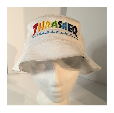 Vintage 90s Thrasher Magazine Unisex L/XL Bucket Hat Rainbow
