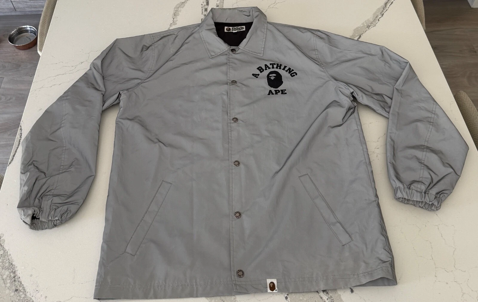 A BATHING APE (BAPE) Giacca Coach Riflettente BAPE Argento Grande 3M