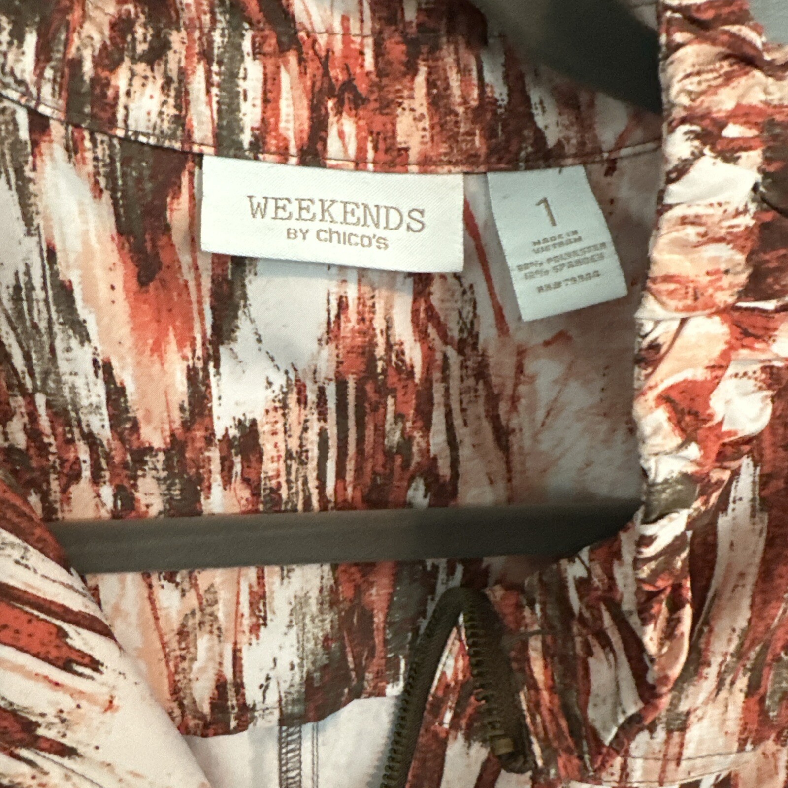 Chicos Weekends Size 1 Rust Patterned Sleeveless … - image 2