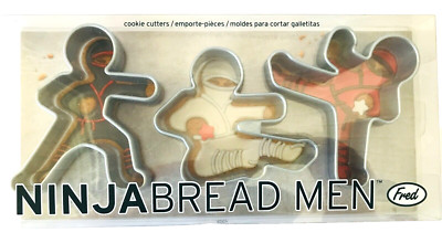 Fred Ninjabread Men Cookie Cutters Set of 3 Different Pose ABS Plastic in Box