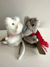 LOT of 2 VTG 1993 Boyds Bears Posable/Jointed Gray Mouse  White Mouse Plush NWT